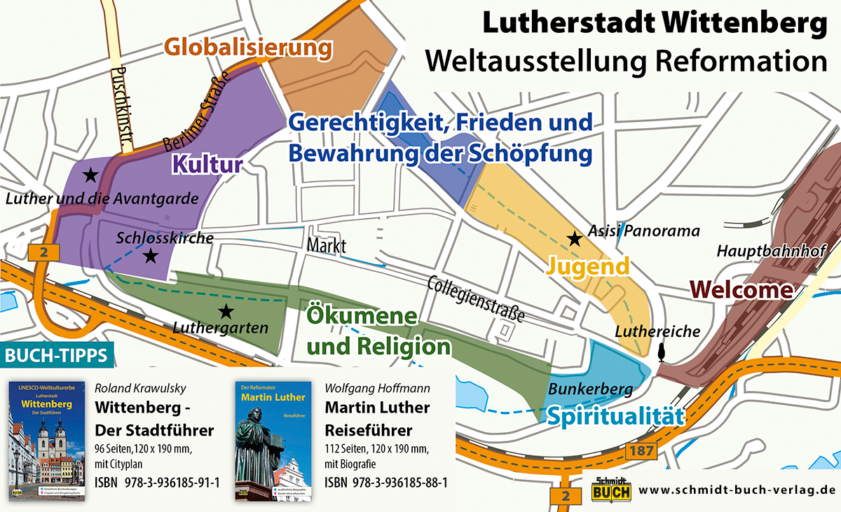 Karte der Weltausstellung in Lutherstadt	 Wittenberg